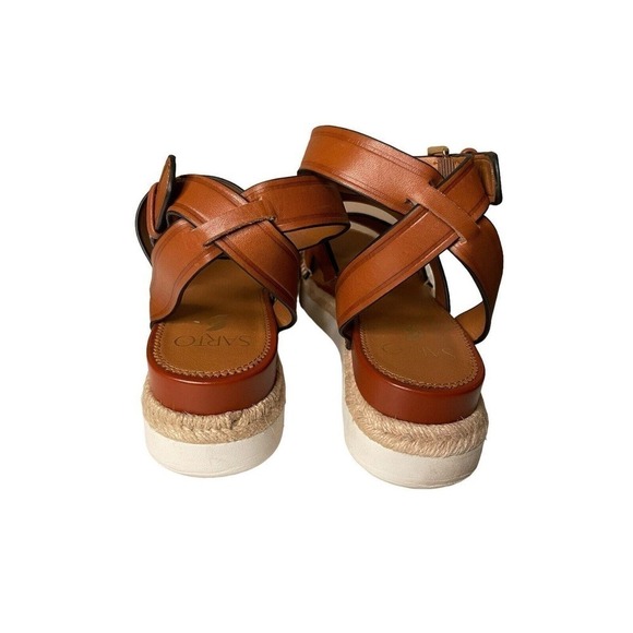 Franco Sarto Calvin Sandals Brown Leather Size 9.5 Platform Ankle Strap Buckle - Picture 6 of 11